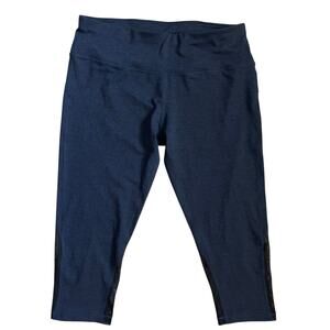 Icyzone Capri High Rise No Slip Athletic Leggings in Blue & Black Size‎ XL